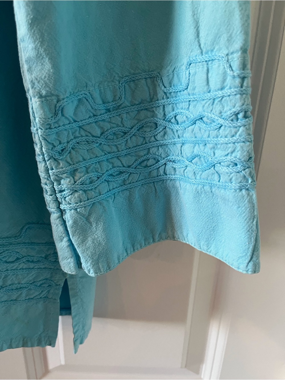 Light Blue Embroidered Button-Front Tunic - Picture 3 of 6